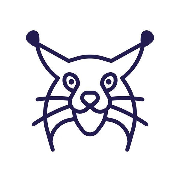 Minimalistische Luchskopf Ikone Wilde Bobcat Gesicht Emblem Linie Art Design — Stockvektor