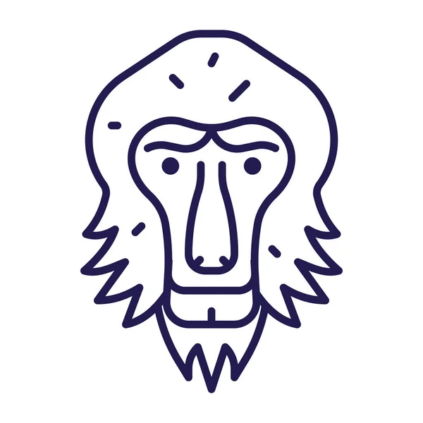 Minimalist Mandril Monkey Head Icon Hamadryas Baboon Primate Face Emblem — Stock Vector