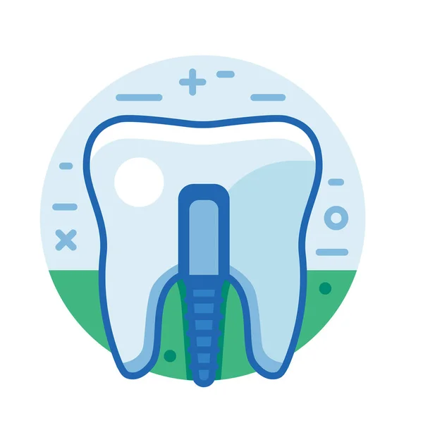 Tooth Implant Icon Dental Crown Prosthesis Line Art Design — Stok Vektör
