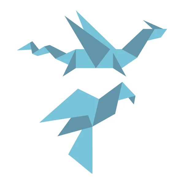Traditional Japanese Paper Crane Flying Dragon Icon Origami Orizuru One — Vettoriale Stock