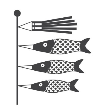 Traditional japanese koi fish flag outline illustration. Koinobori car streamer windsock is one of Japan national symbols.
