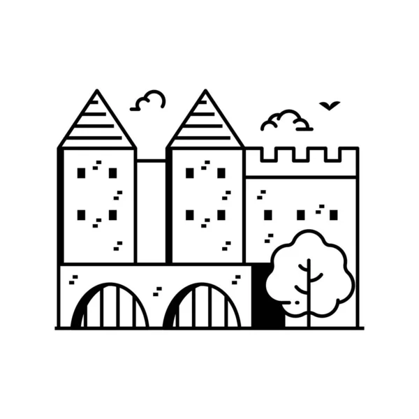 Średniowieczna Twierdza Ikoną Wież Inspirowana Warszawskim Barbakanem Fortyfikacja Twierdzy Zamkowej — Wektor stockowy
