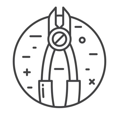 Dental tooth cutter in line art design. Surgical clippers icon in line art design. Plant secateurs or pruner illustration.