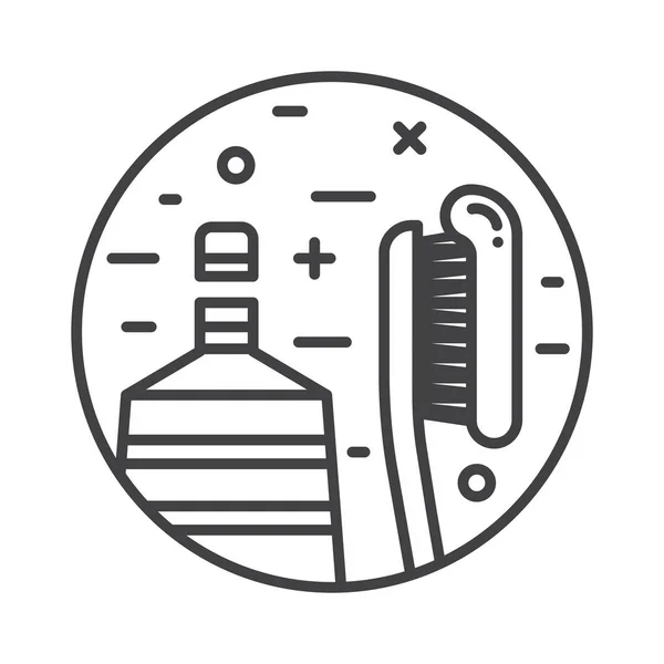 Oral Hygiene Icon Tooth Brush Paste Line Art Design — Vettoriale Stock