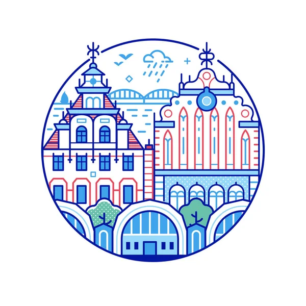 Travel Riga Εικονίδιο Έμπορος Black Head Σπίτι Στην Πλατεία Δημαρχείου — Διανυσματικό Αρχείο