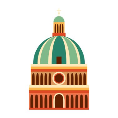 İtalyan kilise geometrik çiziminin kubbesi. Ortaçağ İtalyan Rönesans mimarisi ikonu Floransa katedrali Duomo cupola 'dan esinlenilmiştir.