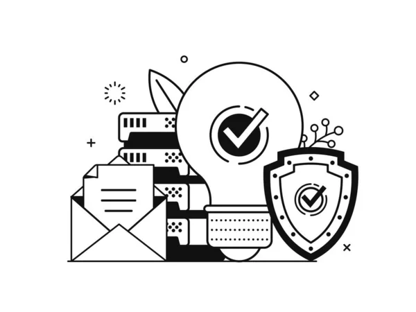 Data Security Firewall Files Protection Setup Concept Website Mobile Applications — Vector de stock