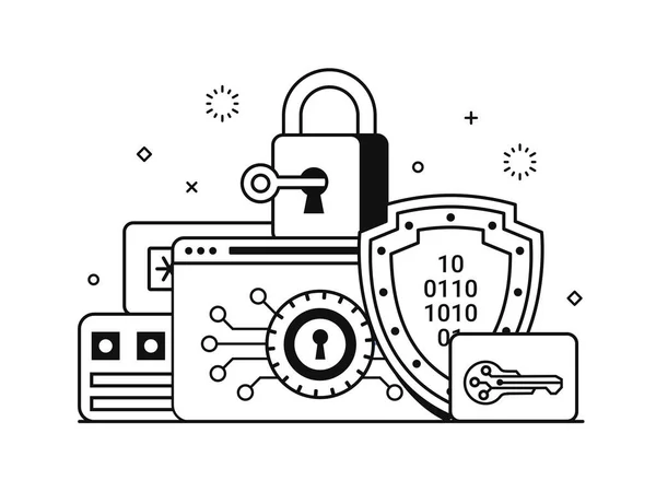 Password Storage Data Encryption Services Concept Website Mobile Applications Internet — Vector de stock