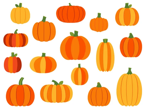 Autumn Pumpkins Set Cartoon Style Pumpkin Harvest Collection — Stock Vector