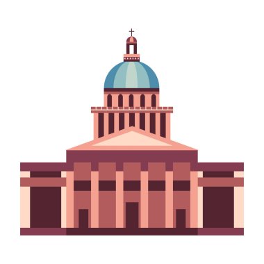 Pantheon binasından esinlenen ünlü Paris anıtı ikonu. Düz tasarımda Fransa 'nın başkentinde ünlü mimari turizm simgesi.