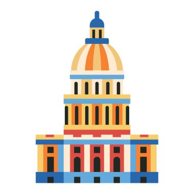 Birleşik Devletler Kongre Binası 'ndan esinlenilmiş kubbe katedral simgesi.