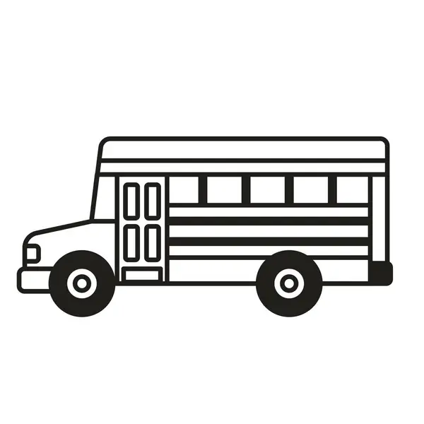 Icona Vecchio Stile Scuolabus Linea Disegno Contorno Arte Illustrazione Autobus — Vettoriale Stock