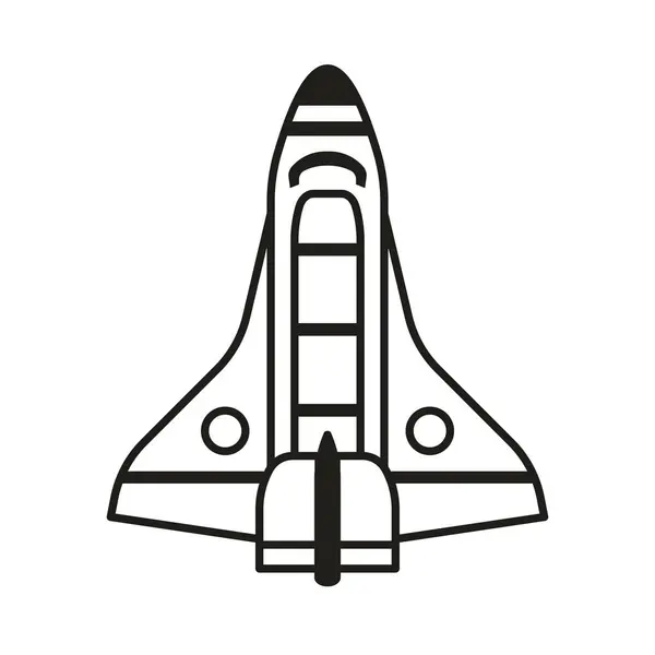 Flying Space Shuttle Launch Icon Line Art Design Outline Rocket — стоковый вектор