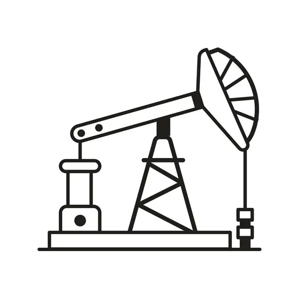 Значок Бурения Сухопутных Газов Нефтяных Буровых Установок Плоской Конструкции — стоковый вектор