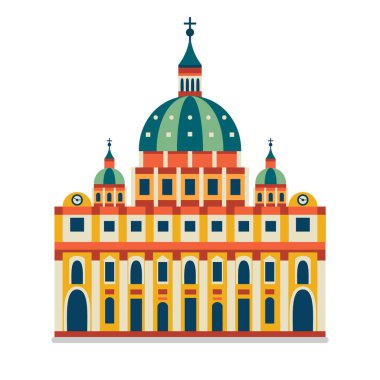 Meşhur Vatikan bazilikasıyla İtalya 'yı gezin. Düz dizaynlı Kubbe İtalyan Katedrali mimari simgesi.