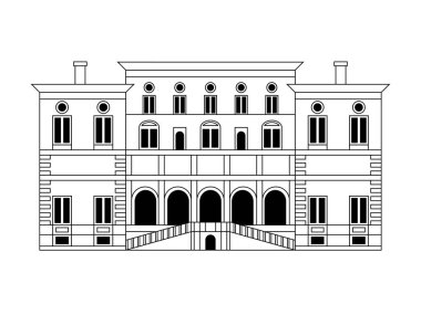Roma 'daki ünlü saray ve popüler İtalyan simgesi Borghese Galeri Sanat Müzesi' nden esinlenilmiştir. İtalya 'ya seyahat et Roma villası sanat tasarımı için ikon inşa et.