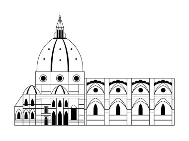 İtalya 'nın ünlü kubbe kilisesi ikonu Floransa' nın Çiçekli Duomo 'su Aziz Mary' nin katedralinden esinlenmiştir. Namı diğer Santa Maria del Fiore sanat tasarımı. İtalyan Kilisesi mimari simgesi.