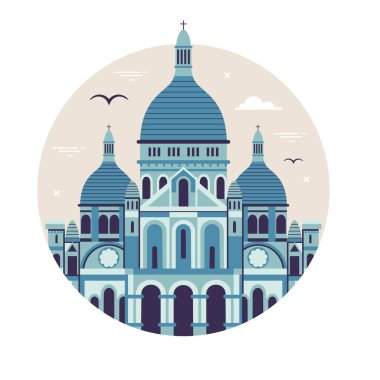 Fransa 'nın başkentindeki Sacre Coeur kilisesinin turistik merkezinden esinlenerek Paris' i gezin. Paris 'in Kutsal Yüreği Bazilikası anıt inşa ediyor..