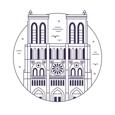 Notre Dame Katedrali 'nden esinlenerek ünlü Paris anıtı yuvarlak ikonu. Fransa 'nın başkentinde sanat tasarımı alanında ünlü mimari turizm simgesi.