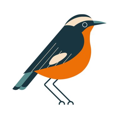 Mossiers Fas 'ın ulusal kuşunu düz dizayn etti. Yoldan geçen küçük kuş geometrik simgesi.