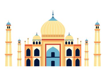 Tac Mahal Hindistan 'ın mimari simgesi ve ünlü sembolünden esinlenilmiş, düz dizayn edilmiş Müslüman cami binası..