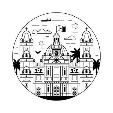 Sanat eserlerindeki Metropolitan Katedrali 'nden esinlenerek Mexico City Circle simgesini gezin. Kubbe Katolik Kilisesi mimari simgesi.
