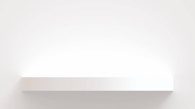 Spacious background template with white walls and shelf space