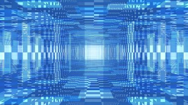 Abstract 3d background illustration with depth. Geometric blue walls and floors