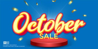3D style editable text october sale background