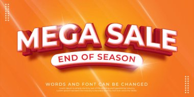 3D style editable text Mega sale background