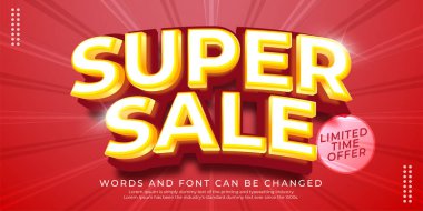 Gerçekçi düzenlenebilir metin Süper satış tanıtım afişi