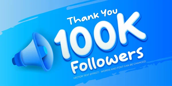 Upravitelný Text Thank You 100K Followers Subscribe Megaphone — Stockový vektor