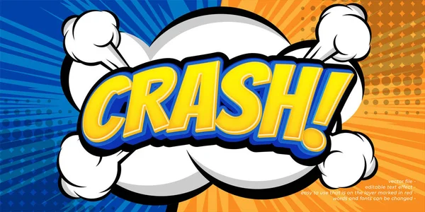 Effetto Testo Modificabile Crash Con Concetto Stile Cartone Animato — Vettoriale Stock