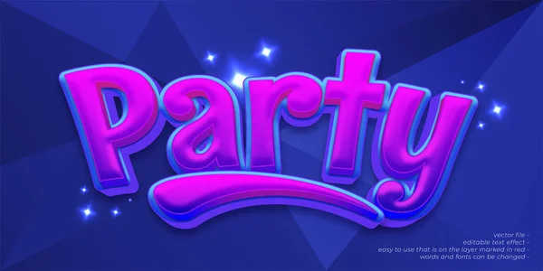 Text Style Party Editable Text Effect — Stock Vector