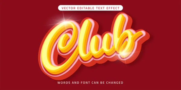 Club Texto Personalizado Efecto Texto Editable Estilo — Vector de stock