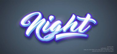 3d biçiminde metin efektli düzenlenebilir metin gecesi