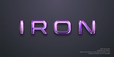 Demir metin düzenlenebilir metin 3d parlaklık yazı tipi