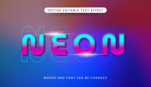 Néon Style Effet Texte Modifiable — Image vectorielle
