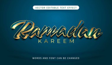 Koyu mavi arkaplanda Ramazan kareem düzenlenebilir metin efekti