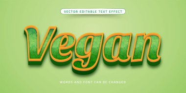 Vegan metin 3d biçim düzenlenebilir metin efekti