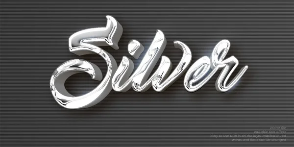 Silver Style Tekst Bewerkbaar Lettertype Effect — Stockvector