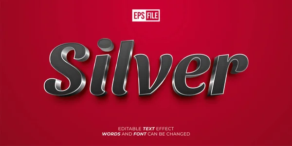 Silver Bewerkbare Tekst Glans Lettertype Stijl — Stockvector