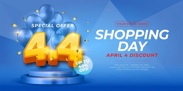 April Discount Shopping Day Template Style Editable Text Effect — 스톡 벡터