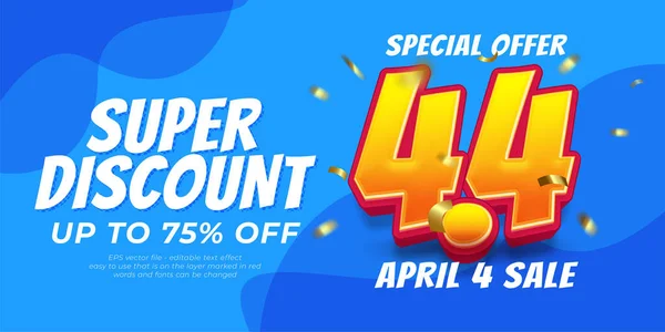 Vector Sale Banner Super Discount April Sale Template Style Editable — 스톡 벡터