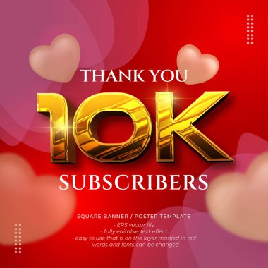 Tasarım posteri veya instagram gönderileri olan 10 bin takipçi için vektör lüks kare pankartı