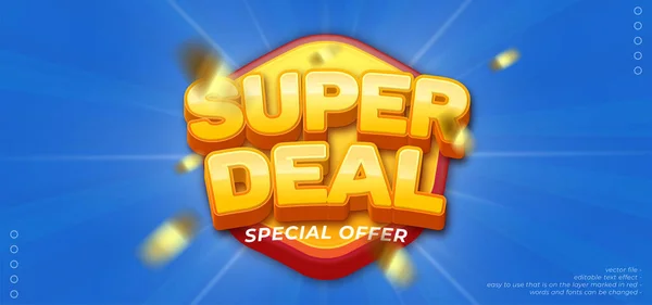 Super Deal Banner Template Design Style Editable Text Effect — Stock Vector