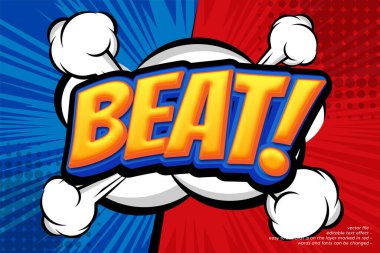 Çizgi film stili konseptiyle düzenlenebilir metin efekti ritmi