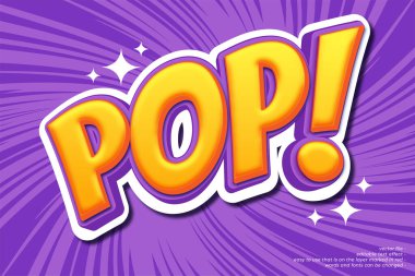 Çizgi film stili konseptiyle düzenlenebilir metin efekti