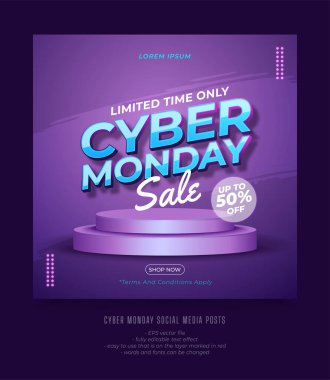 vektör siber pazartesi konsepti Sadece sınırlı zaman sonra afişi