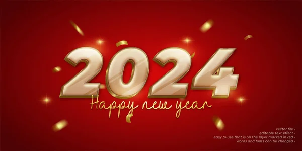 Nieuwjaarsbanner Vakantieviering Met 2024 Nummers Rode Achtergrond — Stockvector